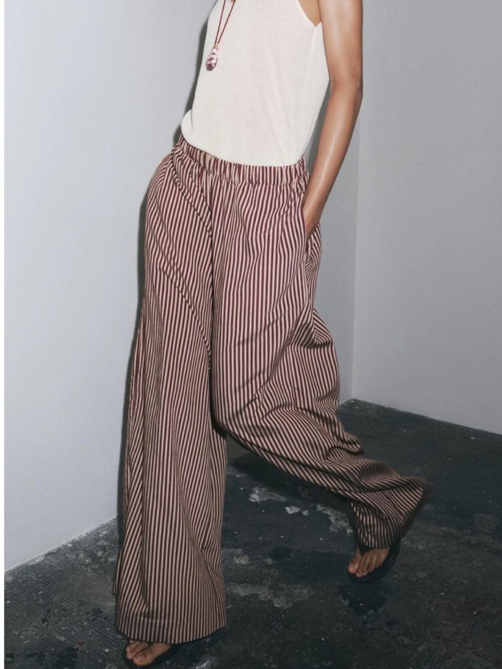 ZARA ZW Collection Striped Flowing Trousers M